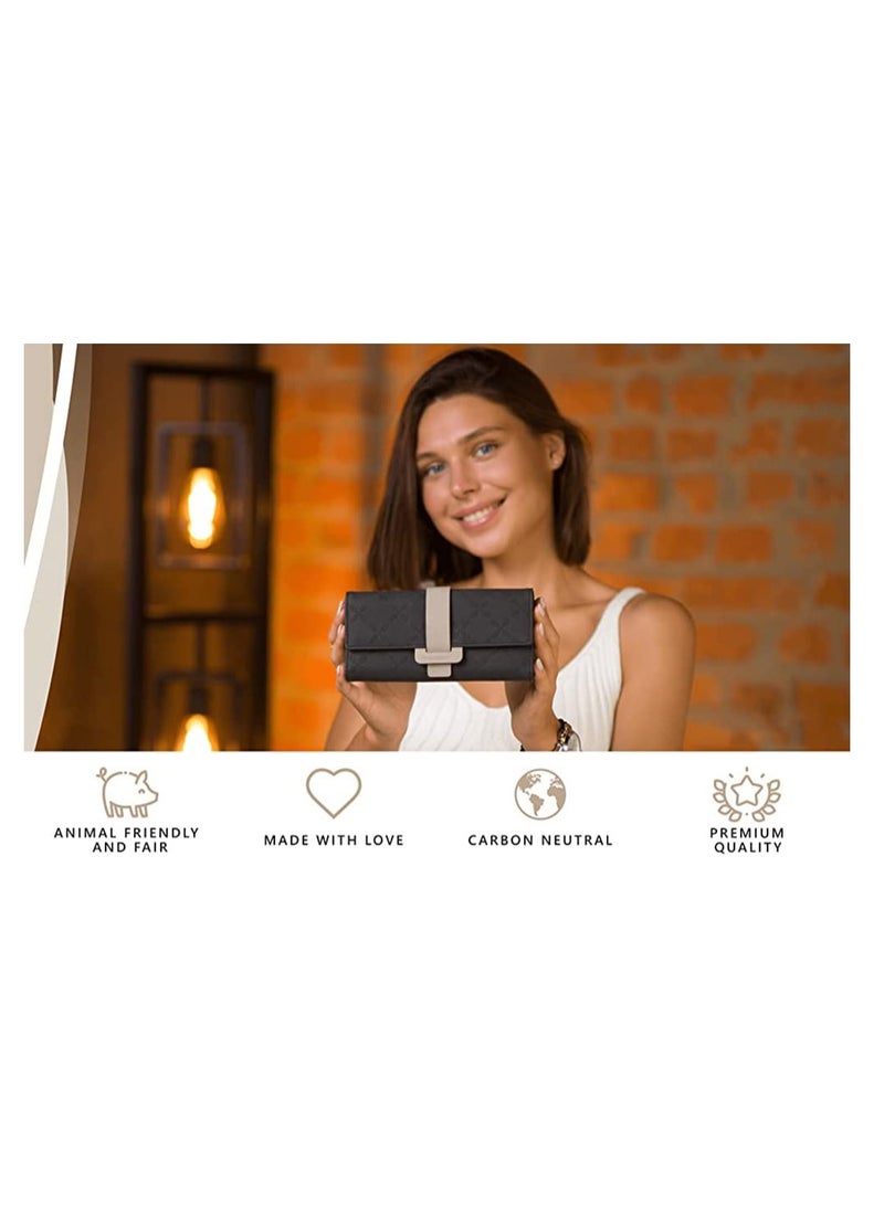 Vegan Wallets for Women, Wallet with Coin Purse, Card Holder 9 Cards, Wristlet, Birthday Gifts for Women - Image 2