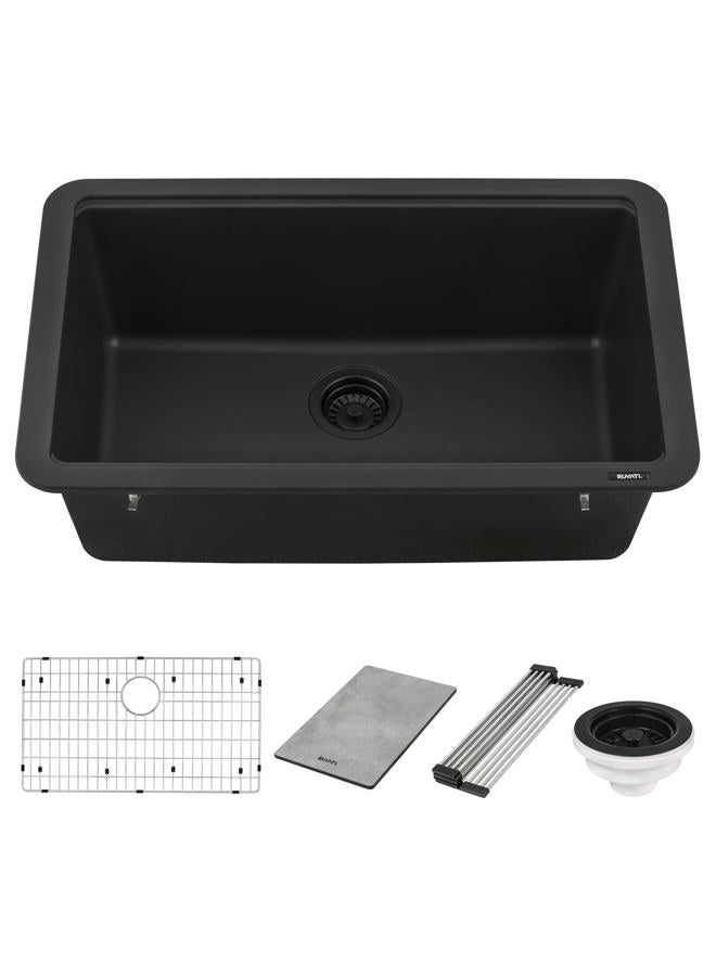 Ruvati 30-inch Black Workstation Granite Composite Matte Dual Mount Kitchen Sink - RVG2310BK - Image 3