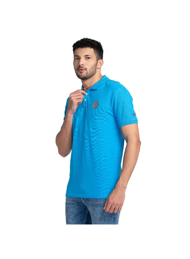 Being Human Mens Malibu Blue Polo Collar Short Sleeve Polo T-Shirt