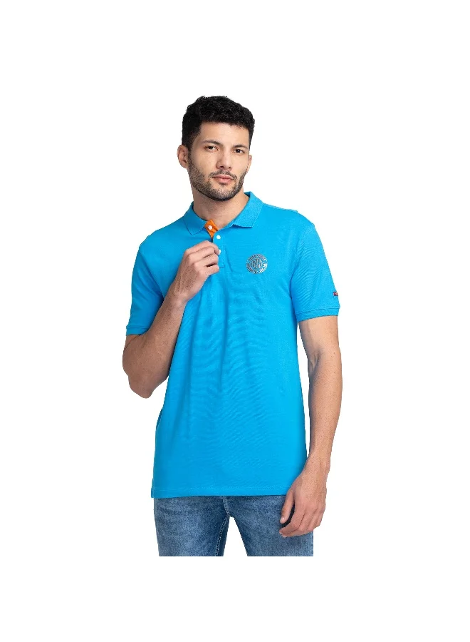 Being Human Mens Malibu Blue Polo Collar Short Sleeve Polo T-Shirt