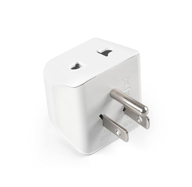Ceptics Ceptics India to USA Converter Plug 2 in 1 Canada Travel Adapter Type B CE Certified RoHS Compliant White 1 Pack Lifetime Limited Warranty  - Image 1