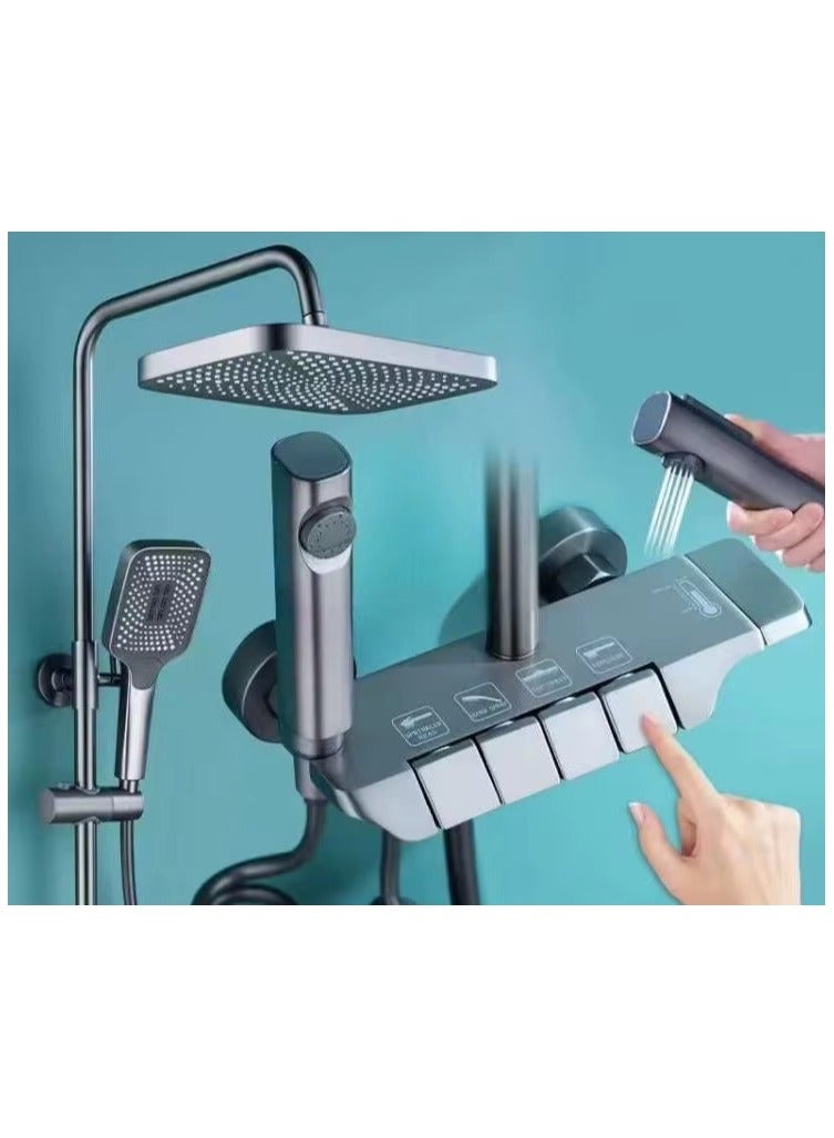 Bathroom Shower Fixture Set Rainfall Waterfall Shower Panel System Bathroom Faucets Hot Cold Waterfall Tap  - Image 2