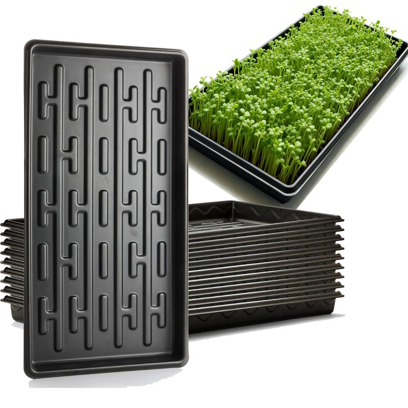 RooTrimmer Shallow 1020 Nursery Flat Trays Specialized for Holding & Carrying 200 Cell Plug Seedling Trays (Height is 1.3"),Microgreen Germination Trays,10 Pack, No Holes (YB01, 10Pcs) - Image 1
