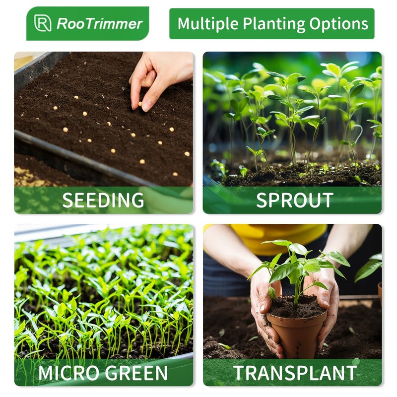 RooTrimmer Shallow 1020 Nursery Flat Trays Specialized for Holding & Carrying 200 Cell Plug Seedling Trays (Height is 1.3"),Microgreen Germination Trays,10 Pack, No Holes (YB01, 10Pcs) - Image 5