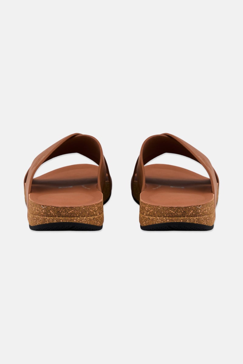 FitFlop Men Iqushion Cross Slip On Slides, Brown - Image 2