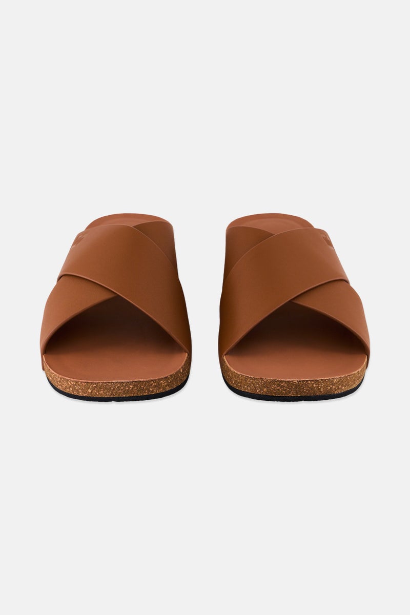 FitFlop Men Iqushion Cross Slip On Slides, Brown - Image 4