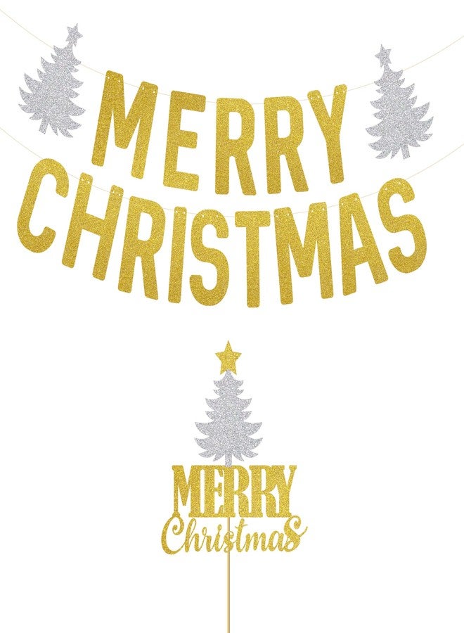 SVM CRAFT® Merry Christmas Cake Topper and banner | Christmas Cake Decoration | Merry Christmas Theme Cake Topper, merry christmas banner - Image 1