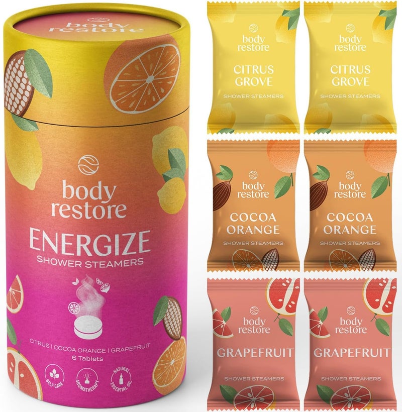 Body Restore Shower Steamers Aromatherapy 6 Pack  Galentines Valentines Day Gifts for Her and Him Birthday Gifts for Mom Best Friend Travel Essentials Stress Relief Self Care  Citrus