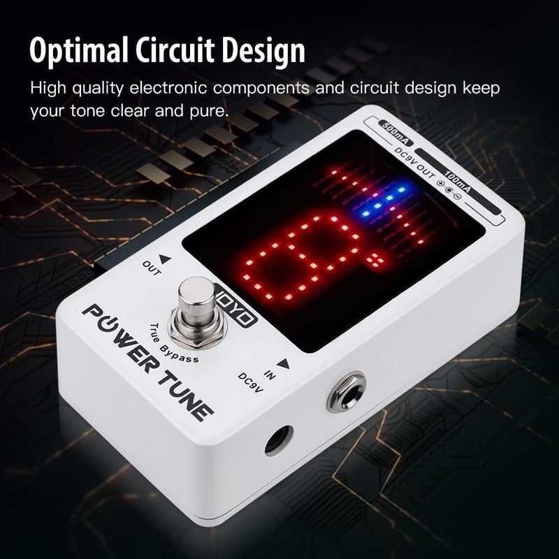 JOYO Power Supply Tuner Pedal with Isolated 8-Channel (2 at 500mA, 6 at 100mA) Low Noise DC 9V Output - True Bypass (Power Tune JF-18R) - Image 2