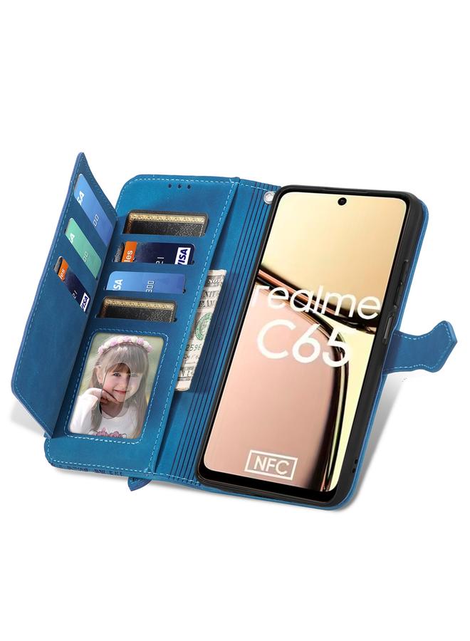 اس-توب جراب هاتف Realme C65 من الجلد بسحاب منقوش عليه زهور - Image 4