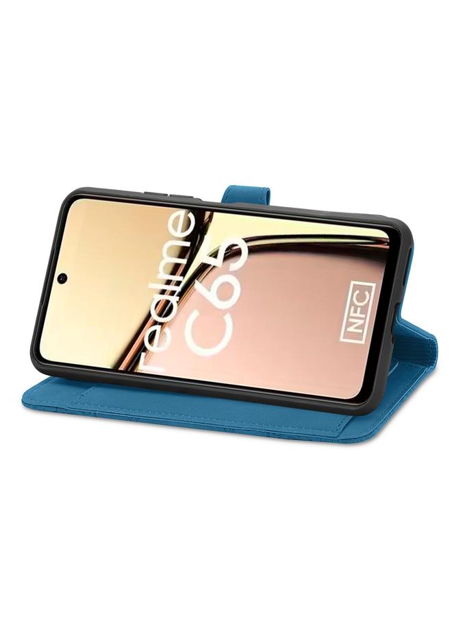 اس-توب جراب هاتف Realme C65 من الجلد بسحاب منقوش عليه زهور - Image 5