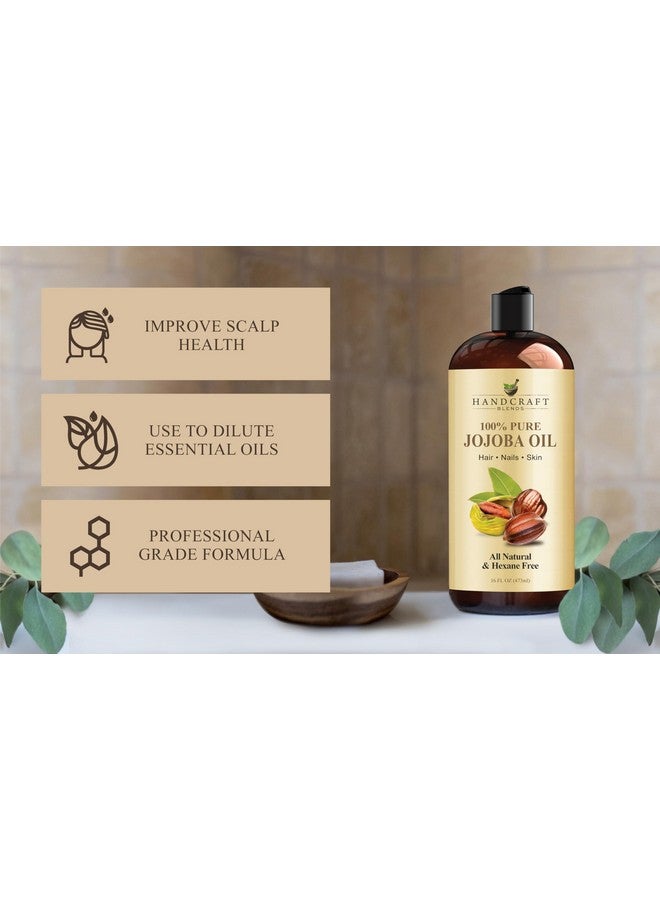Handcraft Blends Jojoba Oil - 16 Fl Oz - 100% Pure and Natural - Premium Grade Oil for Skin and Hair - Anti-Aging Oil - Cold-Pressed and Hexane-Free - Hair Relaxer for Tight Curls