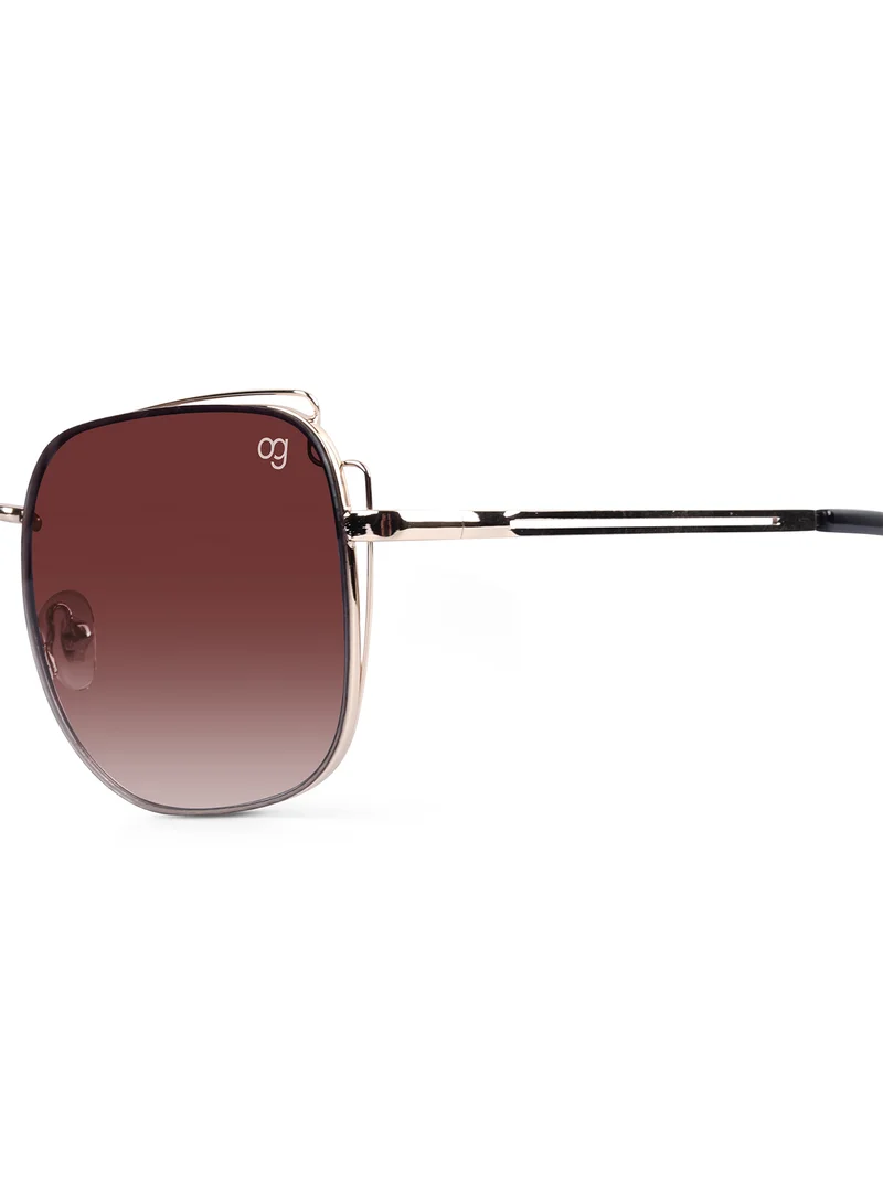 Woggles Latest & Stylish UV Protected Golden Square Sunglasses for Men & Women