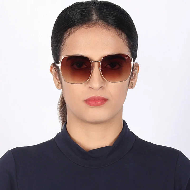 Woggles Latest & Stylish UV Protected Golden Square Sunglasses for Men & Women