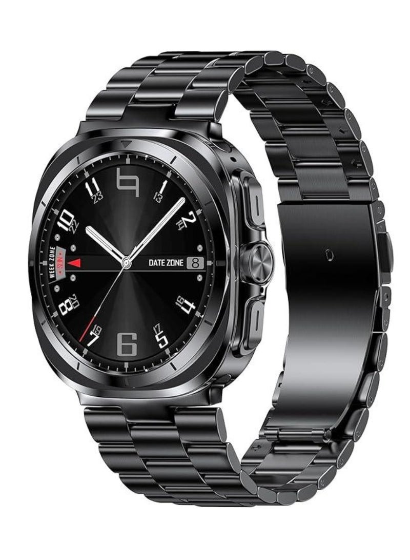 TIGER Stainless Steel Band Compatible with Samsung Galaxy Watch Ultra 47mm, No Gap Solid Metal Business Replacement Wristband Galaxy Watch Ultra Strap (2024) for Men & Women – Stylish, Durable, Adjustable Watch Band for Professional & Casual Wear - Image 1