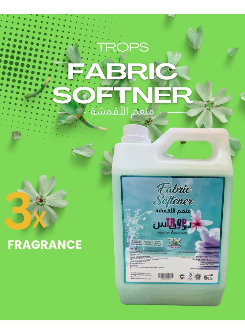 TROPS GREEN Fabric Softener, 3X Fragrance, Long-Lasting Freshness, Softens and Protects Fabrics, 5 Litre - Image 2
