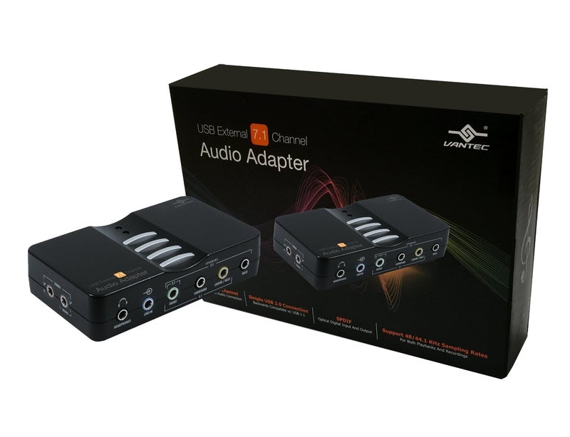 Vantec NBA-200U USB External 7.1 Channel Audio Adapter (Black) - Image 1