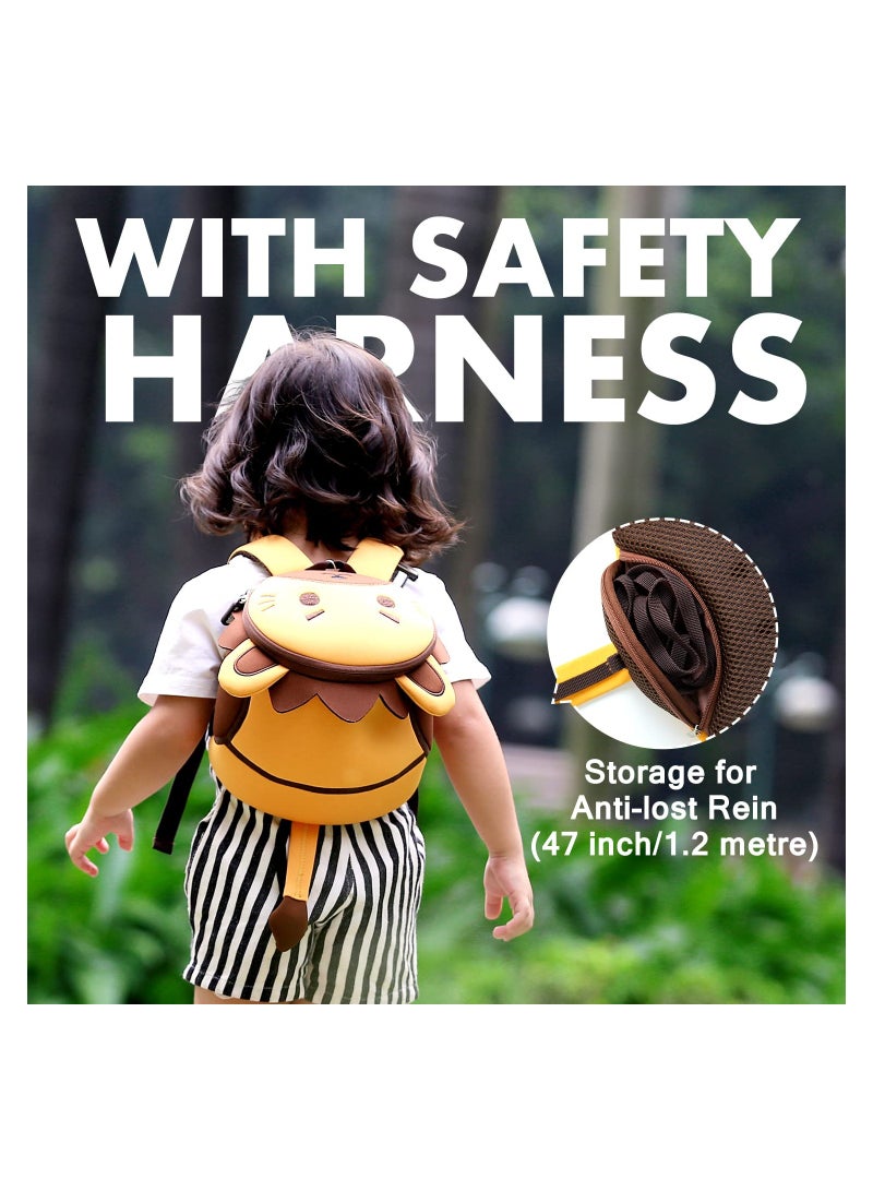 SYOSI SYOSI Toddler Backpack with Leash, Kids Backpack with Safety Harness, Mini Cute Cartoon Animal Neoprene Waterproof Travel Book Bag for Baby Boys Girls 2~6 Years (Lion)  - Image 2