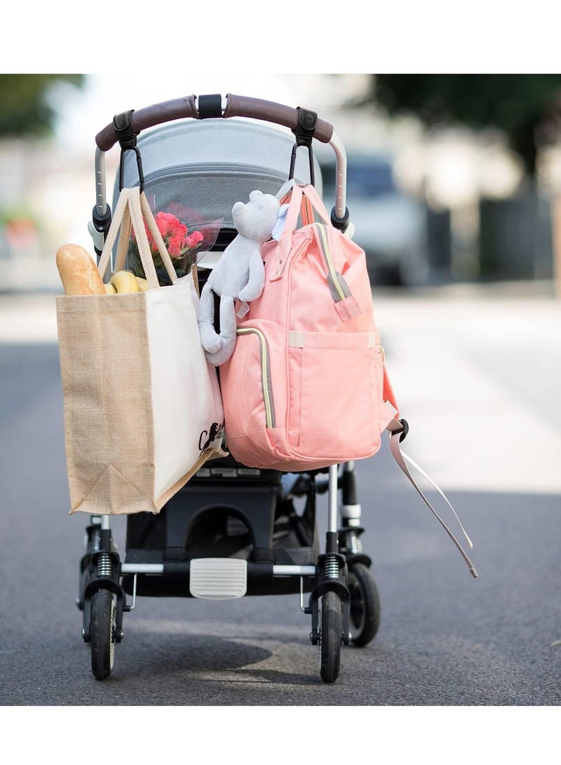 Baby Stroller Hooks Bag for Hanging Diaper Bags Multipurpose Velcro Grocery Shopping Premium Leather Pram Hook Straps 2 Pcs, Black - Image 5