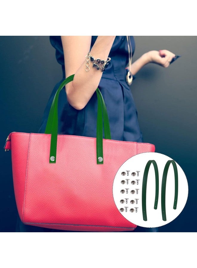 klarako 2 Set PU Leather Purse Handles Short Handbag Straps Tote Bag Strap Replacement with Metal Buckles for DIY Purse Wallet Clutch Making Supplies Green  - Image 1