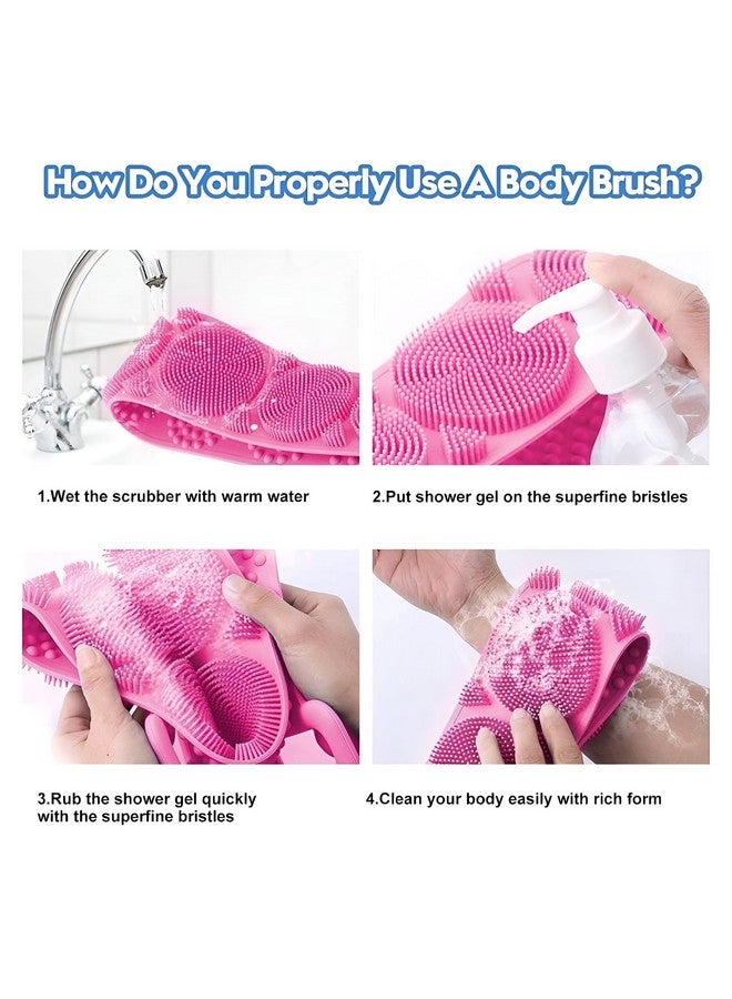 HOMEZSTYLE Silicone Body Scrubber Double Side Bathing Brush for Skin Deep Cleaning Massage, Dead Skin Removal (pack of 2) - Image 5