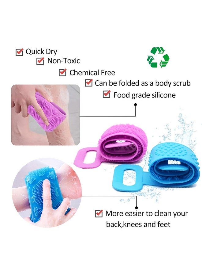 HOMEZSTYLE Silicone Body Scrubber Double Side Bathing Brush for Skin Deep Cleaning Massage, Dead Skin Removal (pack of 2) - Image 4