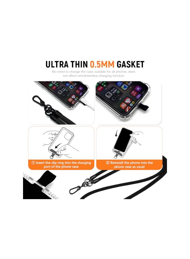 Green Tiger 47'' Phone Lanyard, 10MM Lanyard Universal Cross-Body Shoulder Straps, Mobile Phone Chain, Hands-Free Neck Hanging Chain Accessory, Cell Phone Accessories, Black - Image 4