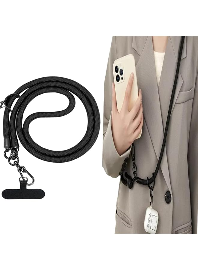 Green Tiger 47'' Phone Lanyard, 10MM Lanyard Universal Cross-Body Shoulder Straps, Mobile Phone Chain, Hands-Free Neck Hanging Chain Accessory, Cell Phone Accessories, Black - Image 1