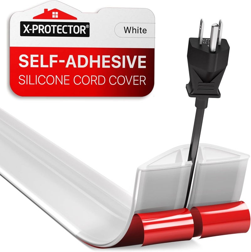 X-Protector Floor Cord Cover - 5’ Overfloor Cord Protector - Self-Adhesive Power Cable Protector - Silicone Cord Protector - Ideal Extension Cord Cover to Protect Wires On Floor (60 in) - Image 1