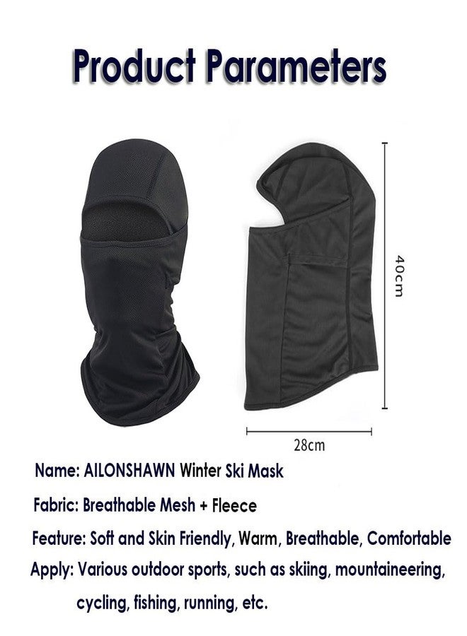 AILONSHAWN Black Fleece Face Mask Men Winter Thermal Fleece Lined Balaclava Ski Mask for Women Warm Shiesty Mask for Cold Weather Motorcycle - Image 2