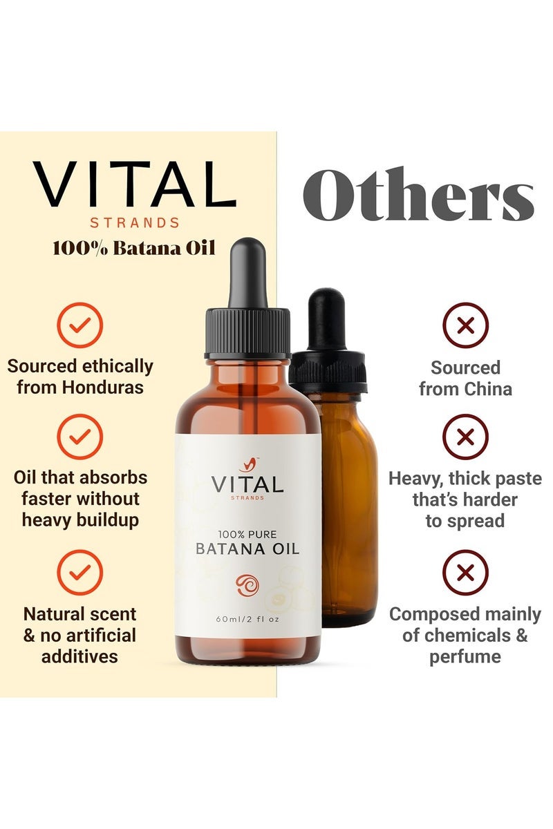 VITAL 100% Organic Batana Oil for Hair Growth - Strengthens Hair, Reduces Breakage, Enhances Shine - Raw and Pure, Non-Greasy - No Silicones, Sulfates, or Parabens - All Hair Types - 60ml - Image 4