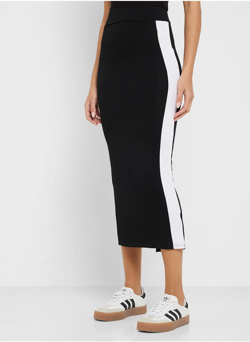 جينجر Contrast Side Panelled Midi Skirt