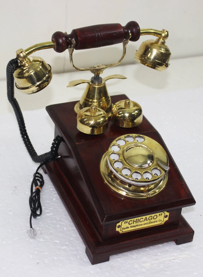 Latas Antique Vintage Retro Telephone –Working Solid Wood Phone, Classic Decorative Showpiece for Home & Office Working Condition-02 - Image 2