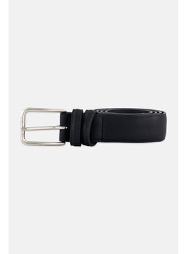 Men Plain Leather Belt, Black
