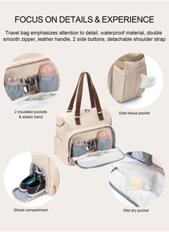 URbazaar Diaper Bag Backpack Baby Bag, 4 in 1 Diaper Bag Tote, Mom Bag for Hospital with 14 Pockets, Diaper Tote Bag for Labor & Delivery, Large Waterproof Baby Travel Bag with 2 Insulated Pockets, Beige  - Image 4