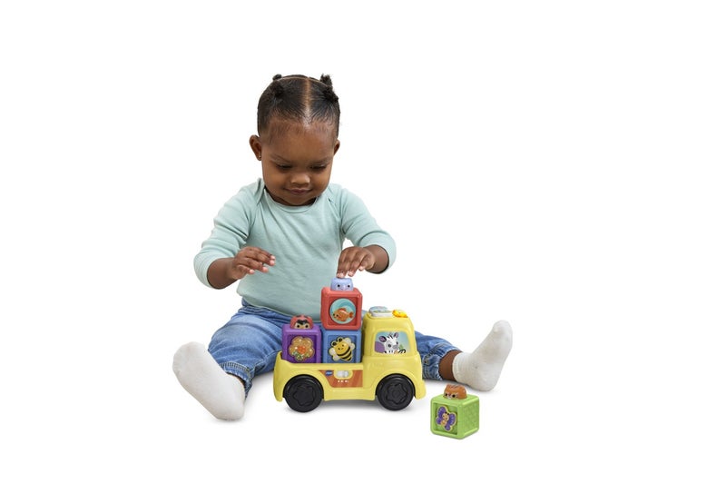 VTech Pop-A-Block Truck | Interactive Stacking Truck Toy with Lights, Music & Learning Blocks | Numbers, Shapes & Sensory Play | Baby Toy for Ages 6+ Months - Image 3