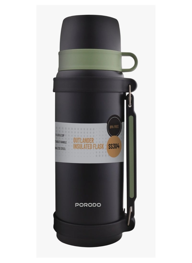 porodo Lifestyle Insulation Flask 1.8L / Stainless Steel Flask / Triple-Wall Insulated Flask / Travel Mug and Coffee Maker / Portable Steel Bottle - Black - Image 1
