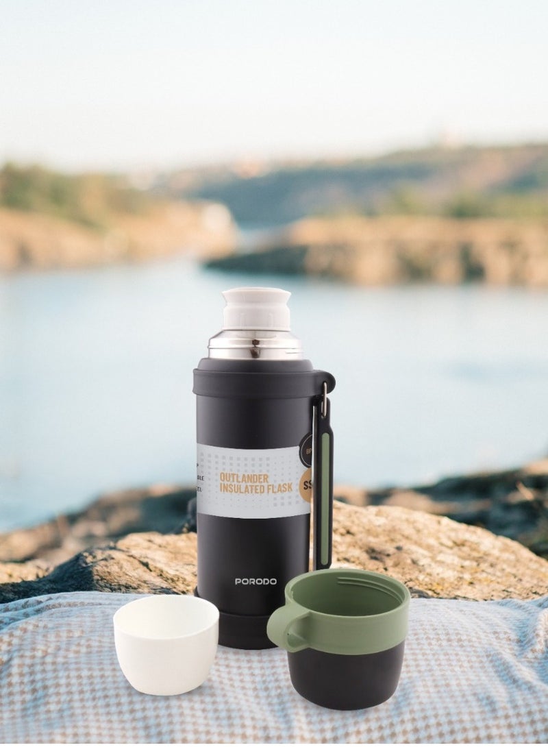 porodo Lifestyle Insulation Flask 1.8L / Stainless Steel Flask / Triple-Wall Insulated Flask / Travel Mug and Coffee Maker / Portable Steel Bottle - Black - Image 2