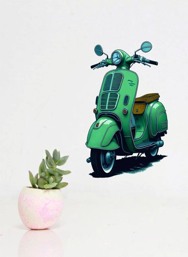 Techgifti ملصق حائط سكوتر قديم أخضر من Techgifti لغرفة الأطفال، غرفة النوم، غرفة المعيشة (المقاس - 56 سم × 46 سم) - Image 3