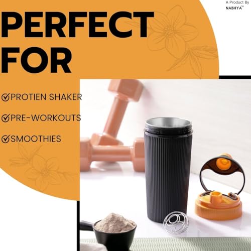 Nabhya Stainless Steel Protein Shaker With Steel Blender Gym Shaker Bottle for protein shake gym protein shaker bottle (Capacity-620ml) (Yellow) - Image 4
