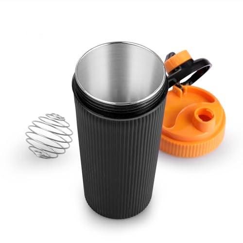 Nabhya Stainless Steel Protein Shaker With Steel Blender Gym Shaker Bottle for protein shake gym protein shaker bottle (Capacity-620ml) (Yellow) - Image 1