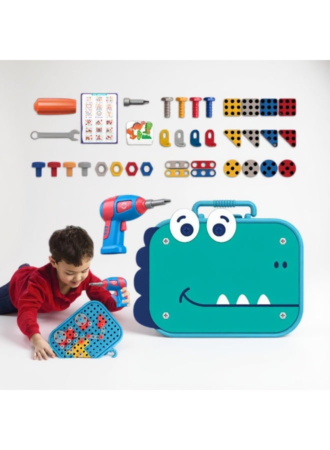 Simulation Screw Toolbox Electric Drill DIY Disassembly Electric Drill Assembly Puzzle Toy Pretend Play Drill Tools Toys Set - Image 1