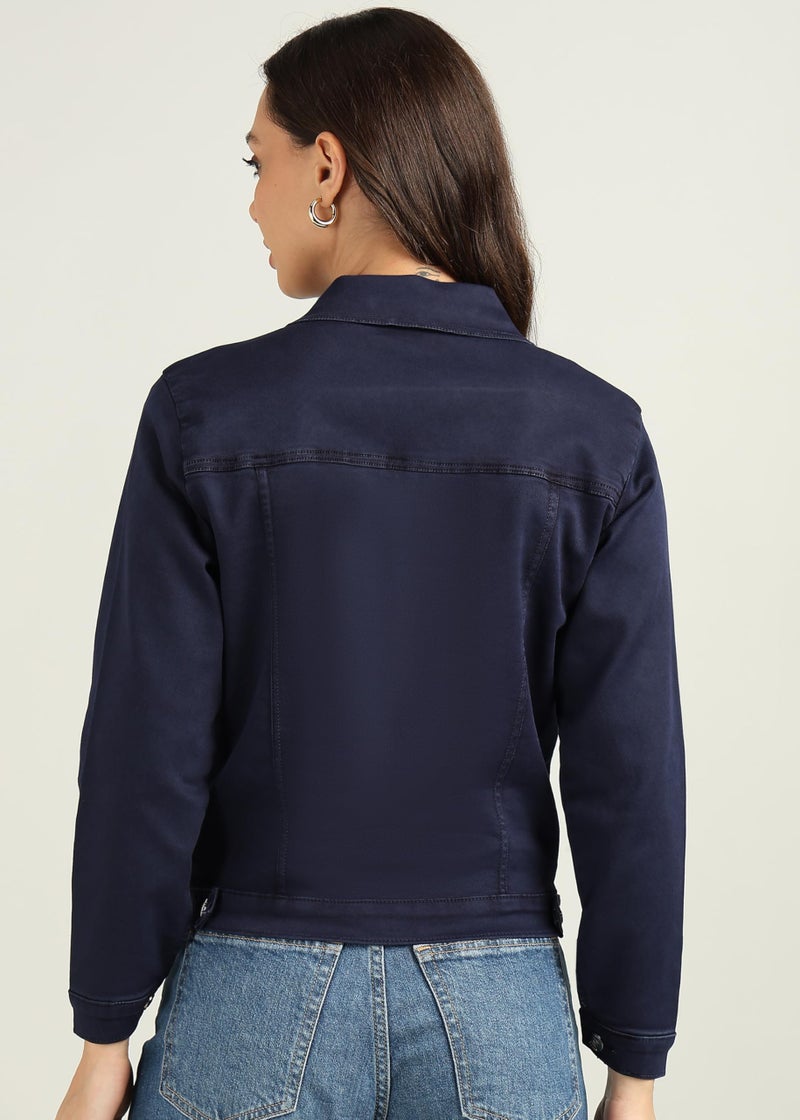 Nifty Women's Denim Color Trucker Jacket (1471_JCKT_BLU_XL_Blue_XL) - Image 5