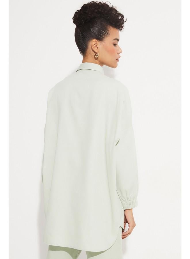جون قميص قطن 100% نسائي بتفاصيل جيوب - مينت - Image 5