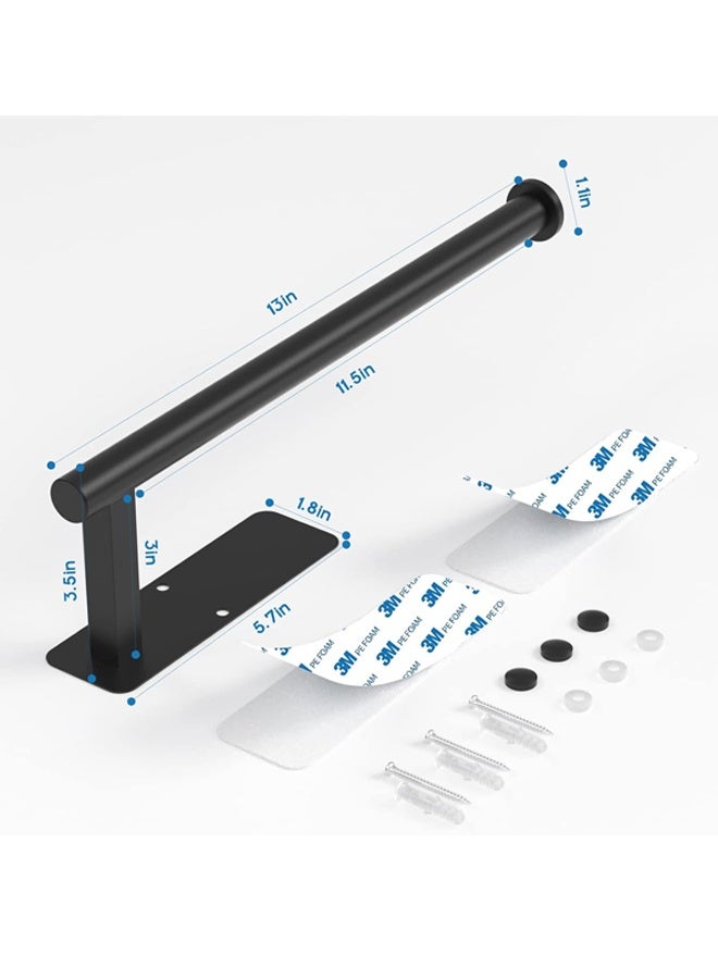 حامل المناشف الورقية للمطبخ، المناشف الورقية كبيرة -ذاتية اللصق تحت الخزانة، كلاهما متوفر في اللاصق والمساكين، 304 فولاذ مقاوم للصدأ 12 بوصة أسود غير لامع - Image 3