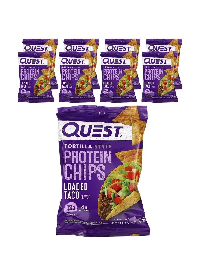 QUEST NUTRITION - Quest Nutrition, Tortilla Style Protein Chips, Loaded Taco, 8 Bags, 1.1 oz (32 g) Each - Image 1