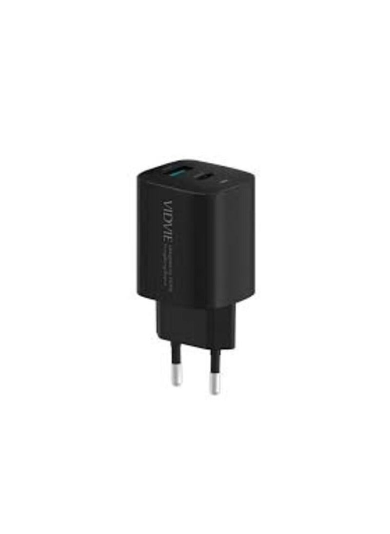 Vidvie Vidvie PLE248 Main Charger 1XUSB + 1XType C + Type C/Lightning Cable 20W black 