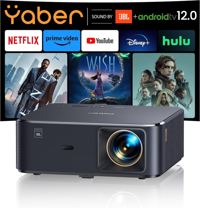 Yaber Projector 4K with Android TV, YABER K2s 800 ANSI WiFi 6 Bluetooth Projector - Image 1