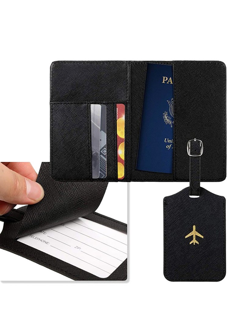 Beauenty Passport Covers and Luggage Tags, Passport Holder Travel Suitcase Tag (Black)  - Image 4