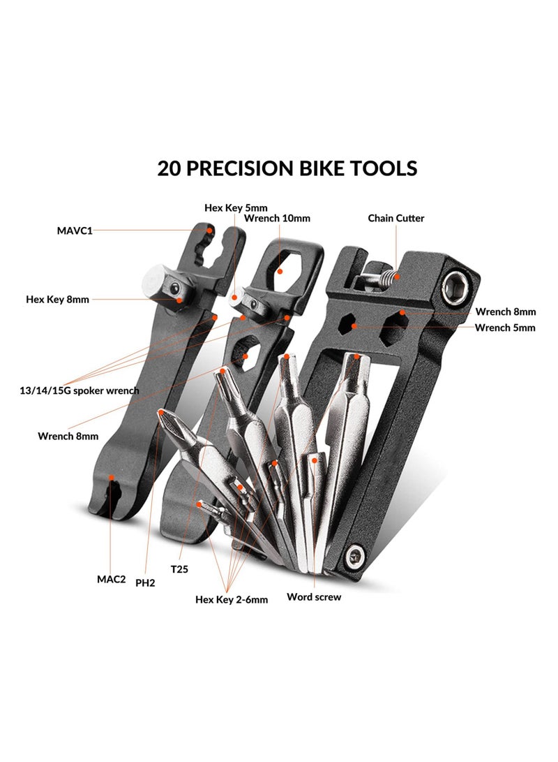 SYOSI Bicycle Multi-Tool 20-In-1 Multitools Foldable Repair Tool Set Made of Stainless Steel Multi Function Bike Repair Tool Replacement  - Image 2